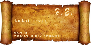 Harkai Ervin névjegykártya